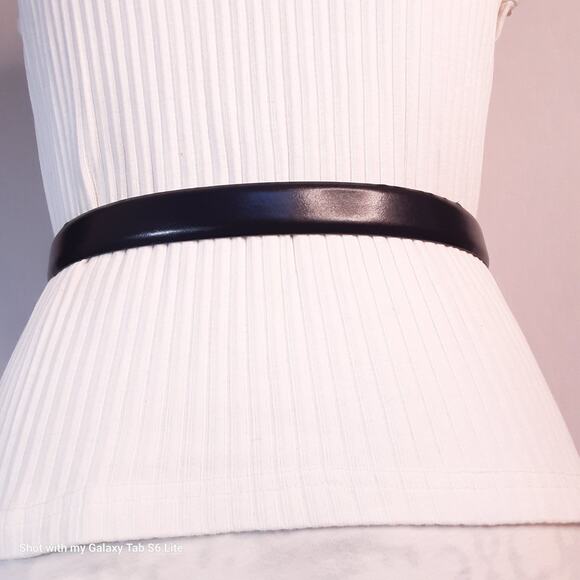 Vintage Taiwan Belt Small Medium Waist Navy Blue Half Circle Fashion Buckle - Picture 4 of 12